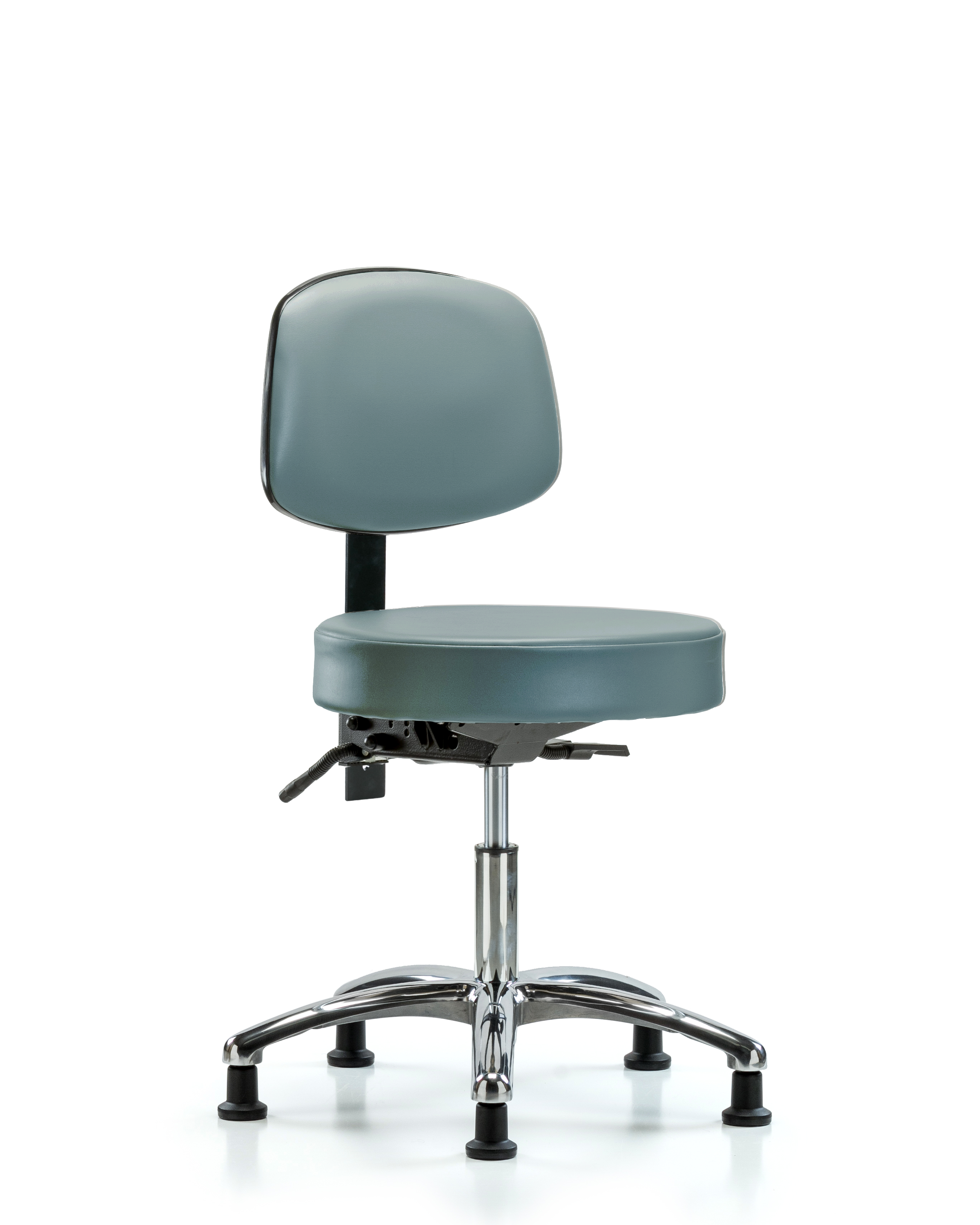 Rutledge Vinyl Stool with Back Chrome - Desk Height with Stationary Glides in Storm Supernova Vinyl