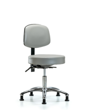 Rutledge Vinyl Stool with Back Chrome - Desk Height with Stationary Glides in Sterling Supernova Vinyl