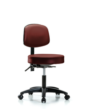 Rutledge Vinyl Stool with Back - Desk Height with Casters in Borscht Supernova Vinyl