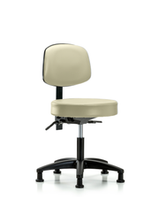 Rutledge Vinyl Stool with Back - Desk Height with Stationary Glides in Adobe White Trailblazer Vinyl