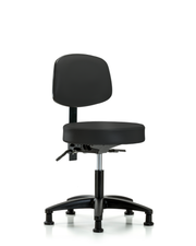 Rutledge Vinyl Stool with Back - Desk Height with Stationary Glides in Black Trailblazer Vinyl