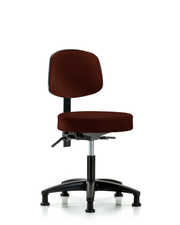 Rutledge Vinyl Stool with Back - Desk Height with Stationary Glides in Burgundy Trailblazer Vinyl