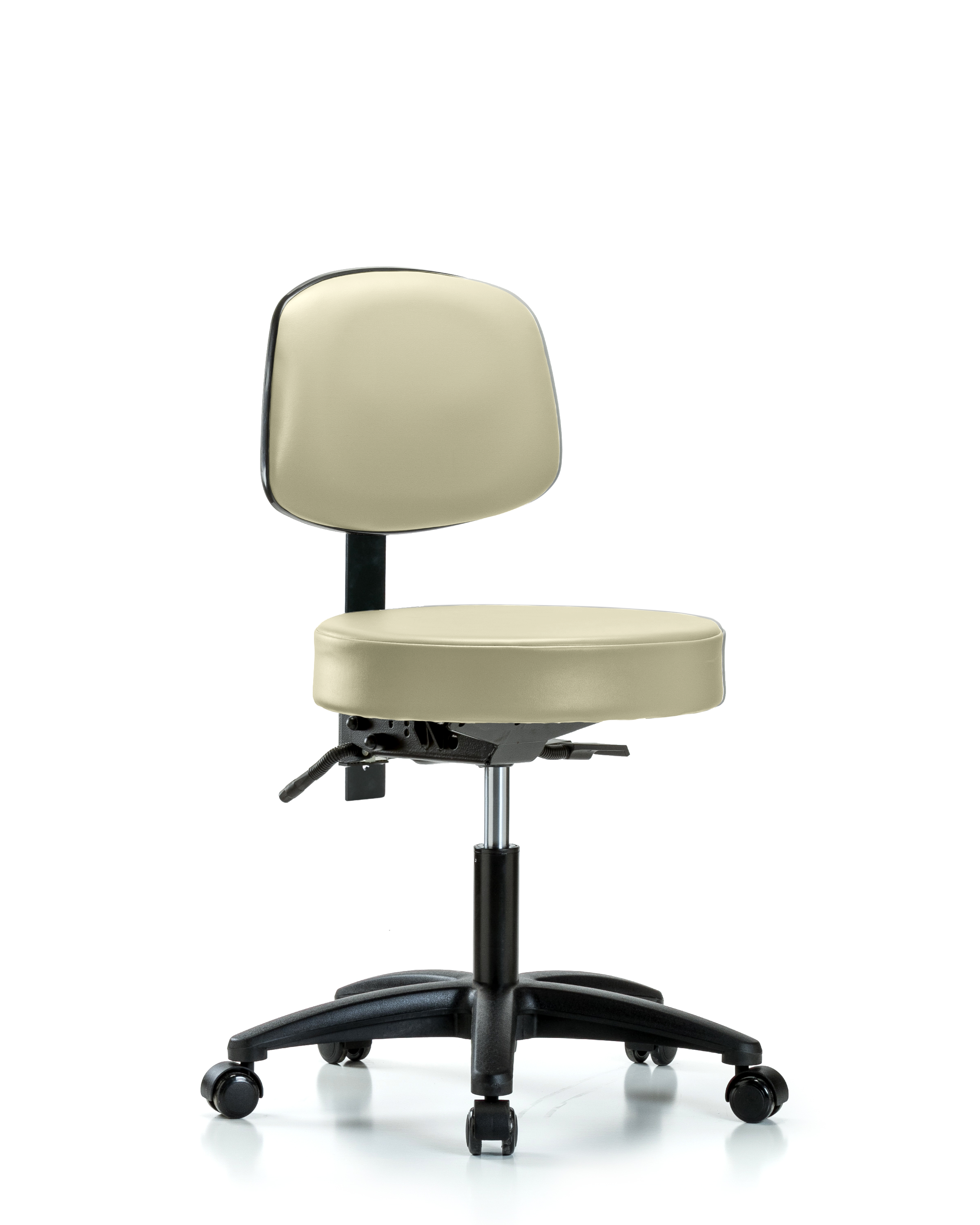 Rutledge Vinyl Stool with Back - Desk Height with Seat Tilt & Casters in Adobe White Trailblazer Vinyl