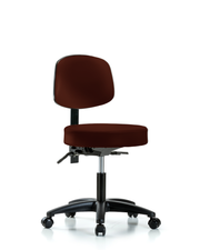 Rutledge Vinyl Stool with Back - Desk Height with Seat Tilt & Casters in Burgundy Trailblazer Vinyl