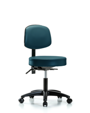 Rutledge Vinyl Stool with Back - Desk Height with Seat Tilt & Casters in Marine Blue Supernova Vinyl