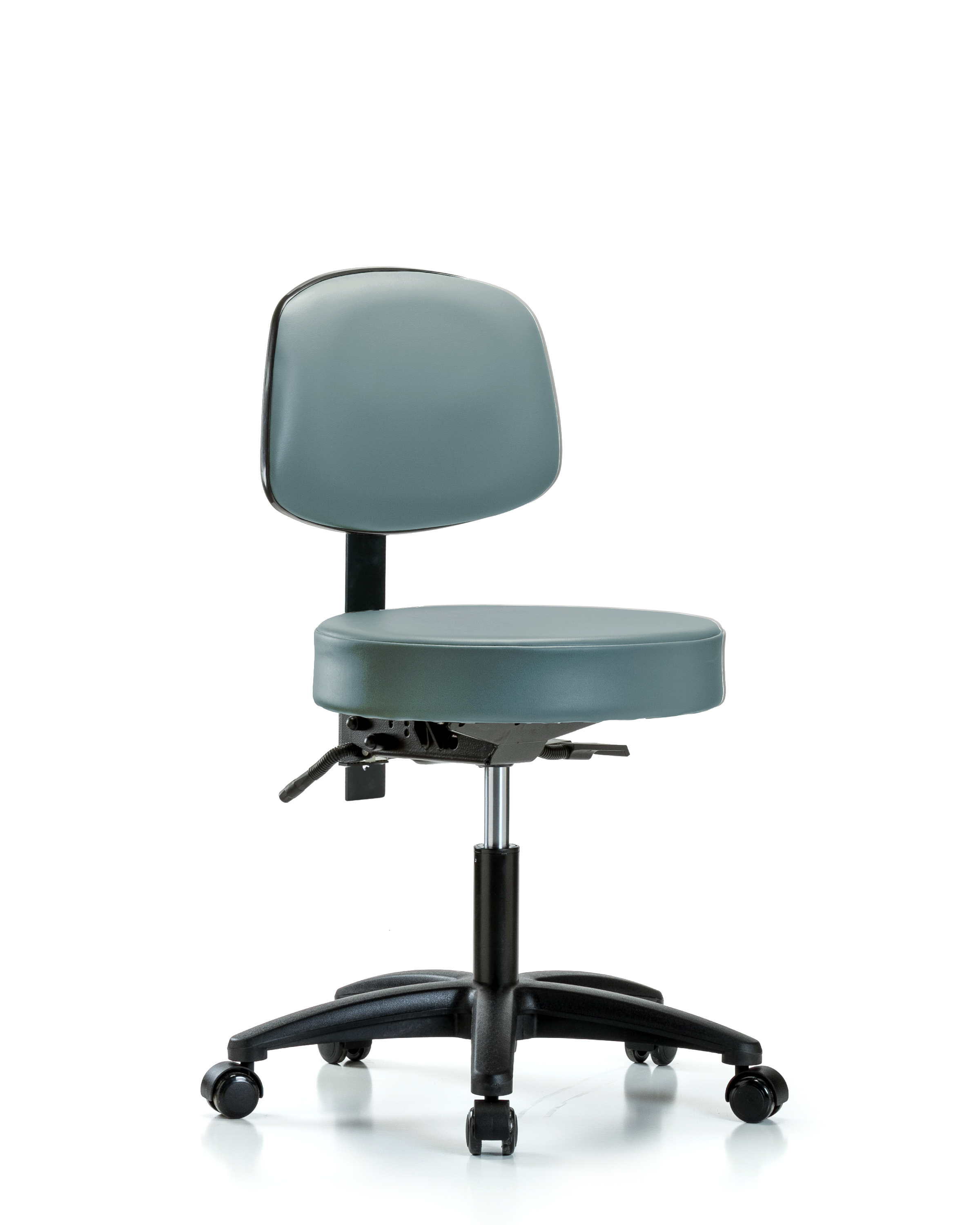 Rutledge Vinyl Stool with Back - Desk Height with Seat Tilt & Casters in Storm Supernova Vinyl