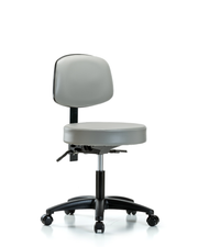Rutledge Vinyl Stool with Back - Desk Height with Seat Tilt & Casters in Sterling Supernova Vinyl