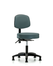 Rutledge Vinyl Stool with Back - Desk Height with Seat Tilt & Stationary Glides in Colonial Blue Trailblazer Vinyl