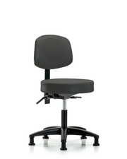 Rutledge Vinyl Stool with Back - Desk Height with Seat Tilt & Stationary Glides in Charcoal Trailblazer Vinyl