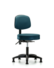 Rutledge Vinyl Stool with Back - Desk Height with Seat Tilt & Stationary Glides in Marine Blue Supernova Vinyl