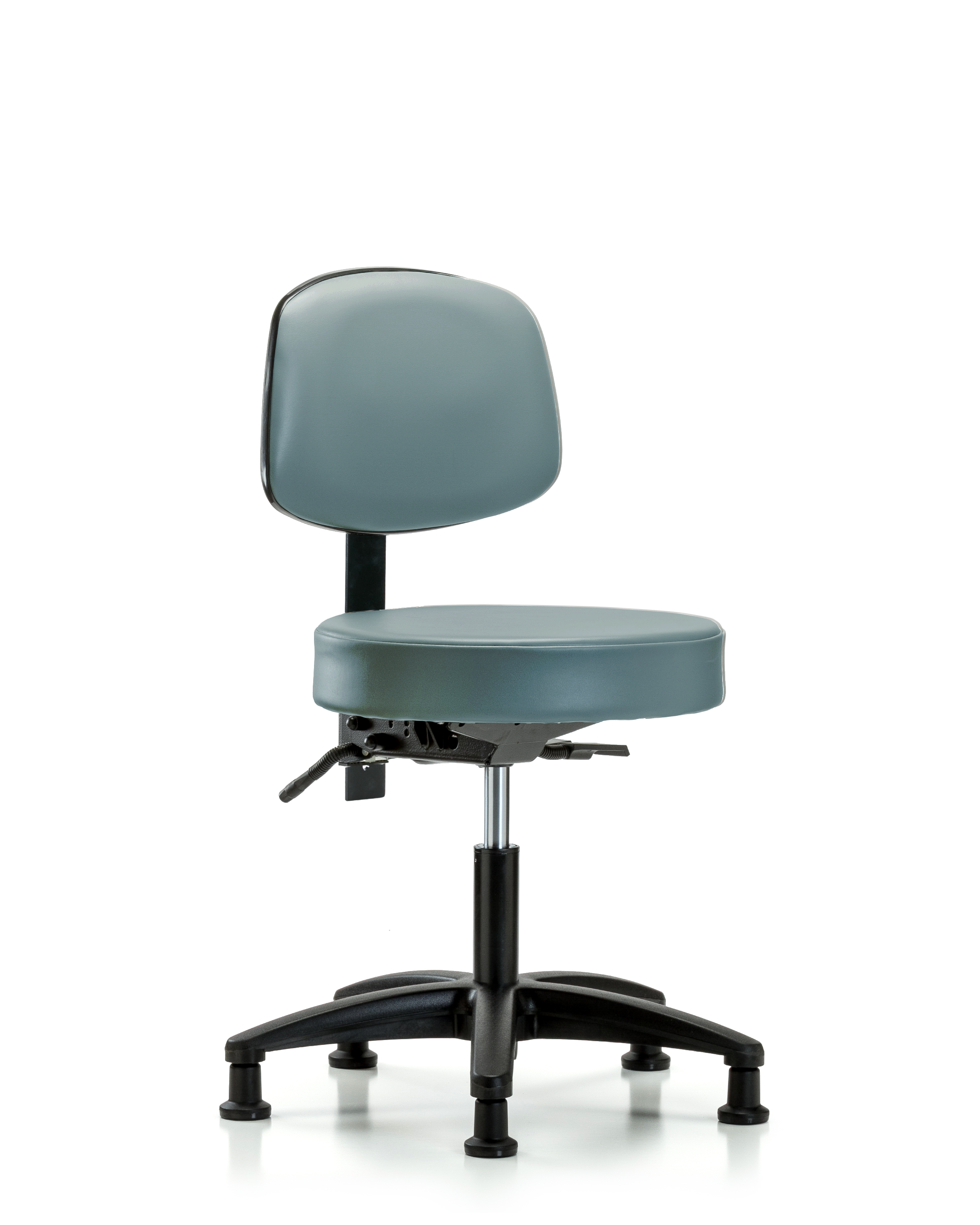 Rutledge Vinyl Stool with Back - Desk Height with Seat Tilt & Stationary Glides in Storm Supernova Vinyl