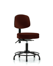 Rutledge Vinyl Stool with Back - Desk Height with Round Tube Base & Stationary Glides in Burgundy Trailblazer Vinyl
