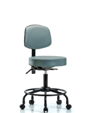 Rutledge Vinyl Stool with Back - Desk Height with Round Tube Base, Seat Tilt, & Casters in Storm Supernova Vinyl