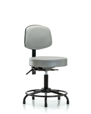 Rutledge Vinyl Stool with Back - Desk Height with Round Tube Base, Seat Tilt, & Stationary Glides in Sterling Supernova Vinyl
