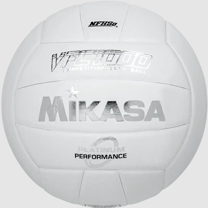 Indoor Volleyball, Championship Series - Premium Japanese Leather, Cotton Core Construction, White. NFHS Approved