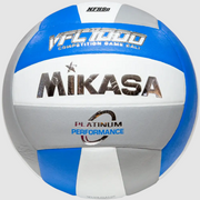 Indoor Volleyball, Championship Series - Premium Japanese Leather, Cotton Core Construction, Blue/Silver/White. NFHS Approved
