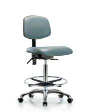 Rutledge Vinyl Chair Chrome - High Bench Height with Chrome Foot Ring & Casters in Storm Supernova Vinyl