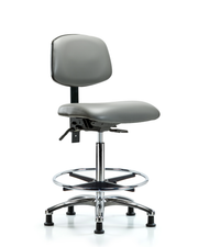 Rutledge Vinyl Chair Chrome - High Bench Height with Chrome Foot Ring & Stationary Glides in Sterling Supernova Vinyl