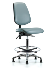 Rutledge Vinyl Chair Chrome - High Bench Height with Medium Back, Chrome Foot Ring, & Stationary Glides in Storm Supernova Vinyl