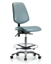 Rutledge Vinyl Chair Chrome - High Bench Height with Medium Back, Seat Tilt, Chrome Foot Ring, & Casters in Storm Supernova Vinyl