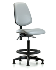 Rutledge Vinyl Chair - High Bench Height with Medium Back, Black Foot Ring, & Stationary Glides in Dove Trailblazer Vinyl