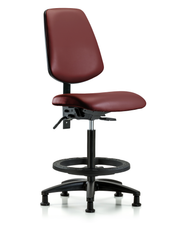 Rutledge Vinyl Chair - High Bench Height with Medium Back, Black Foot Ring, & Stationary Glides in Borscht Supernova Vinyl
