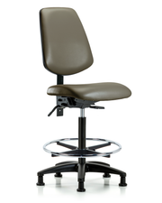 Rutledge Vinyl Chair - High Bench Height with Medium Back, Chrome Foot Ring, & Stationary Glides in Taupe Supernova Vinyl