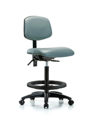 Rutledge Vinyl Chair - High Bench Height with Black Foot Ring & Casters in Storm Supernova Vinyl