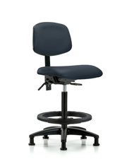Rutledge Vinyl Chair - High Bench Height with Black Foot Ring & Stationary Glides in Imperial Blue Trailblazer Vinyl