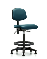 Rutledge Vinyl Chair - High Bench Height with Black Foot Ring & Stationary Glides in Marine Blue Supernova Vinyl