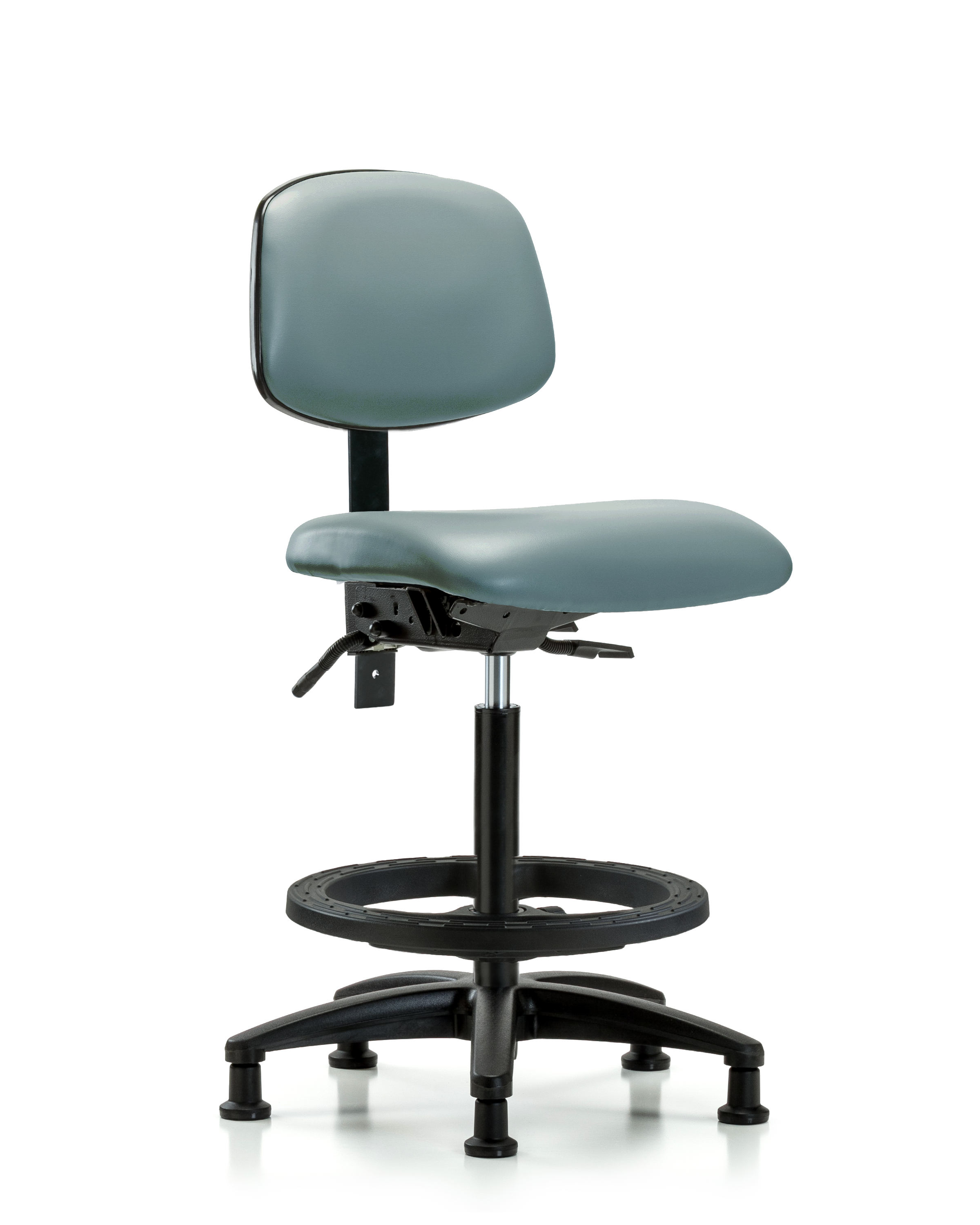 Rutledge Vinyl Chair - High Bench Height with Black Foot Ring & Stationary Glides in Storm Supernova Vinyl