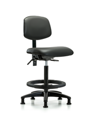 Rutledge Vinyl Chair - High Bench Height with Black Foot Ring & Stationary Glides in Carbon Supernova Vinyl