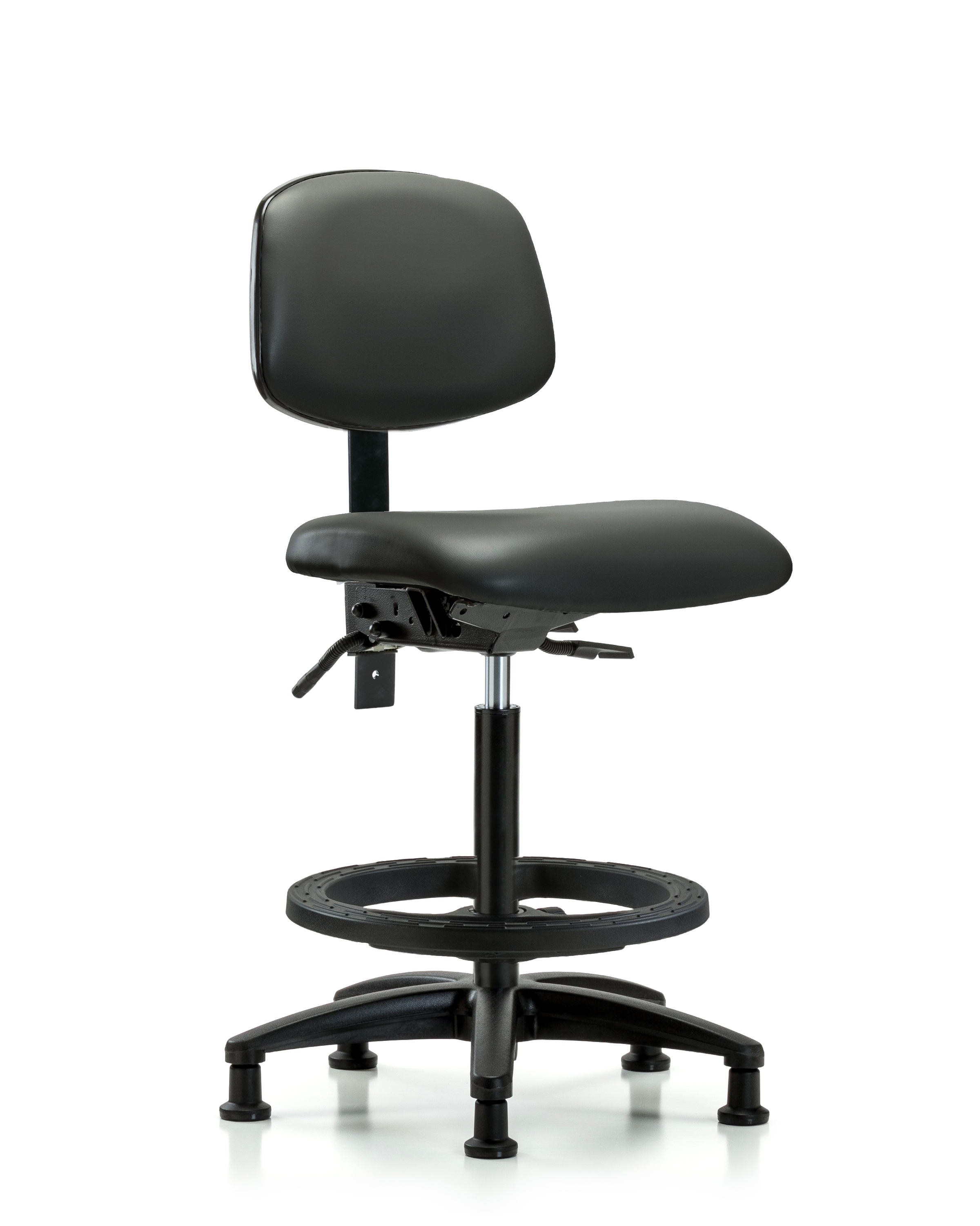 Rutledge Vinyl Chair - High Bench Height with Black Foot Ring & Stationary Glides in Carbon Supernova Vinyl