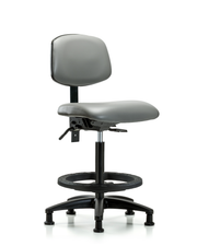 Rutledge Vinyl Chair - High Bench Height with Black Foot Ring & Stationary Glides in Sterling Supernova Vinyl