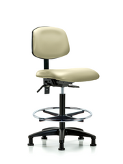 Rutledge Vinyl Chair - High Bench Height with Chrome Foot Ring & Stationary Glides in Adobe White Trailblazer Vinyl