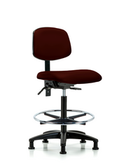 Rutledge Vinyl Chair - High Bench Height with Chrome Foot Ring & Stationary Glides in Burgundy Trailblazer Vinyl