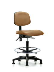 Rutledge Vinyl Chair - High Bench Height with Chrome Foot Ring & Stationary Glides in Taupe Trailblazer Vinyl