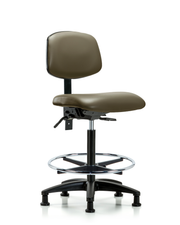 Rutledge Vinyl Chair - High Bench Height with Chrome Foot Ring & Stationary Glides in Taupe Supernova Vinyl