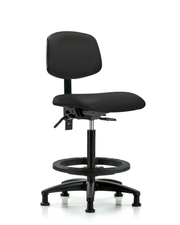 Rutledge Vinyl Chair - High Bench Height with Seat Tilt, Black Foot Ring, & Stationary Glides in Black Trailblazer Vinyl
