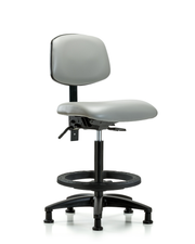 Rutledge Vinyl Chair - High Bench Height with Seat Tilt, Black Foot Ring, & Stationary Glides in Dove Trailblazer Vinyl