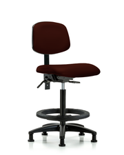 Rutledge Vinyl Chair - High Bench Height with Seat Tilt, Black Foot Ring, & Stationary Glides in Burgundy Trailblazer Vinyl