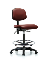 Rutledge Vinyl Chair - High Bench Height with Seat Tilt, Chrome Foot Ring, & Casters in Borscht Supernova Vinyl