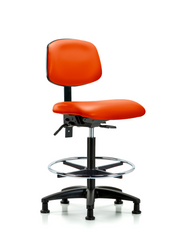 Rutledge Vinyl Chair - High Bench Height with Seat Tilt, Chrome Foot Ring, & Stationary Glides in Orange Kist Trailblazer Vinyl