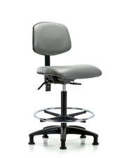 Rutledge Vinyl Chair - High Bench Height with Seat Tilt, Chrome Foot Ring, & Stationary Glides in Sterling Supernova Vinyl