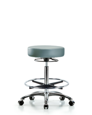 Rutledge Vinyl Stool without Back Chrome - High Bench Height with Chrome Foot Ring & Casters in Storm Supernova Vinyl