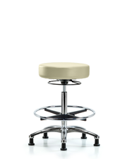 Rutledge Vinyl Stool without Back Chrome - High Bench Height with Chrome Foot Ring & Stationary Glides in Adobe White Trailblazer Vinyl