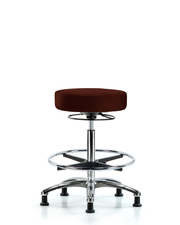 Rutledge Vinyl Stool without Back Chrome - High Bench Height with Chrome Foot Ring & Stationary Glides in Burgundy Trailblazer Vinyl