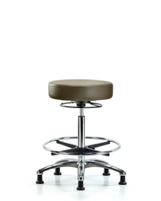 Rutledge Vinyl Stool without Back Chrome - High Bench Height with Chrome Foot Ring & Stationary Glides in Taupe Supernova Vinyl