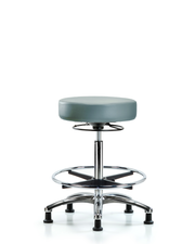 Rutledge Vinyl Stool without Back Chrome - High Bench Height with Chrome Foot Ring & Stationary Glides in Storm Supernova Vinyl