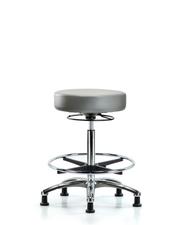 Rutledge Vinyl Stool without Back Chrome - High Bench Height with Chrome Foot Ring & Stationary Glides in Sterling Supernova Vinyl